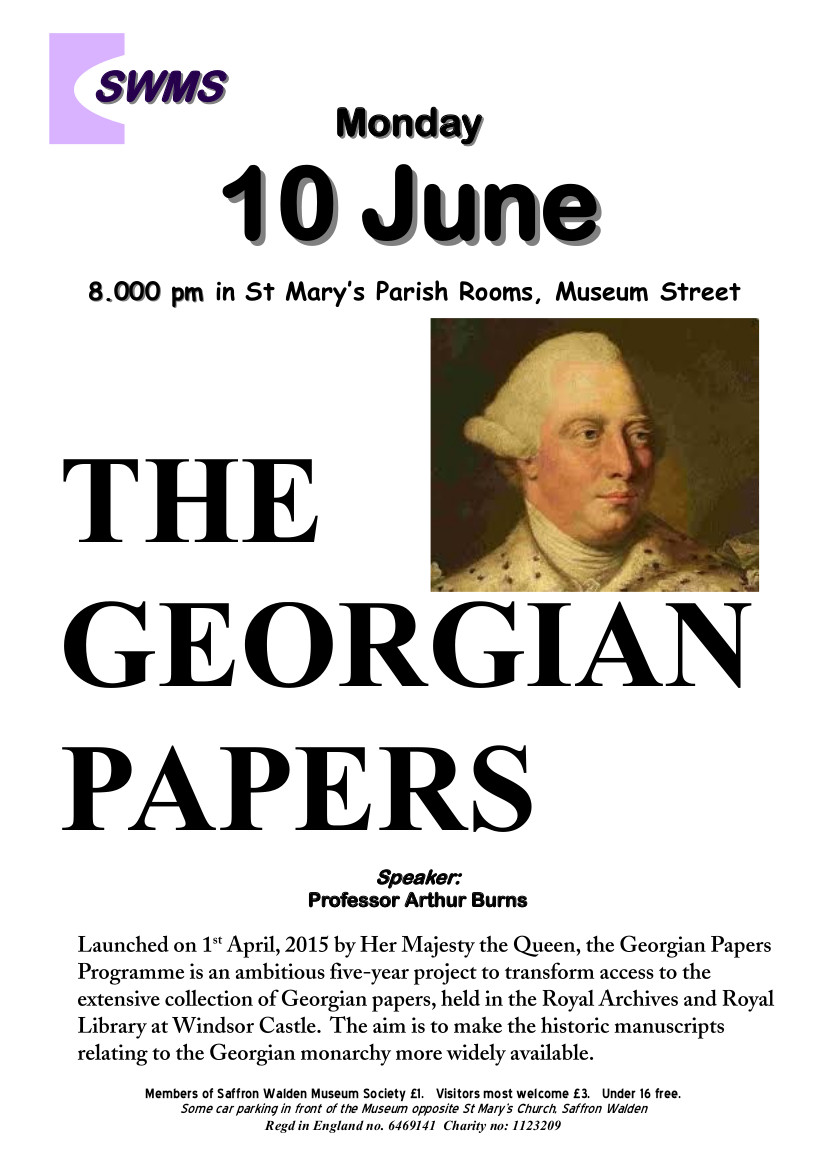 Poster for tenth of June talk on the Georgian Papers